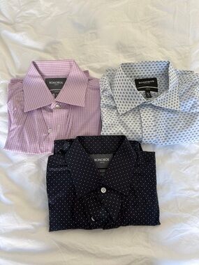 Bonobos Three-Pack Dress Shirts - Pink, Light Blue & Black